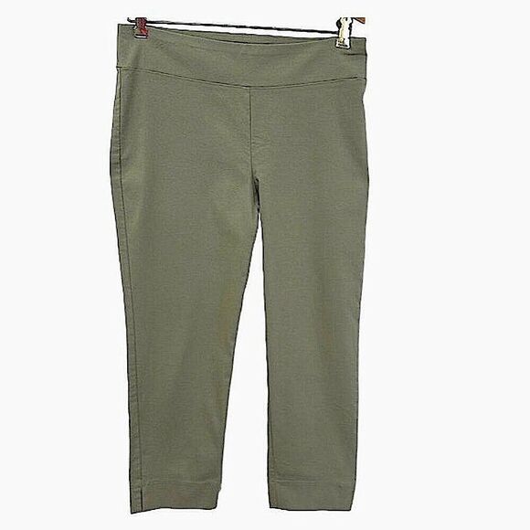 WHBM Stretch Pull On Sage Color Crop Pants Size 10 - Picture 2 of 13